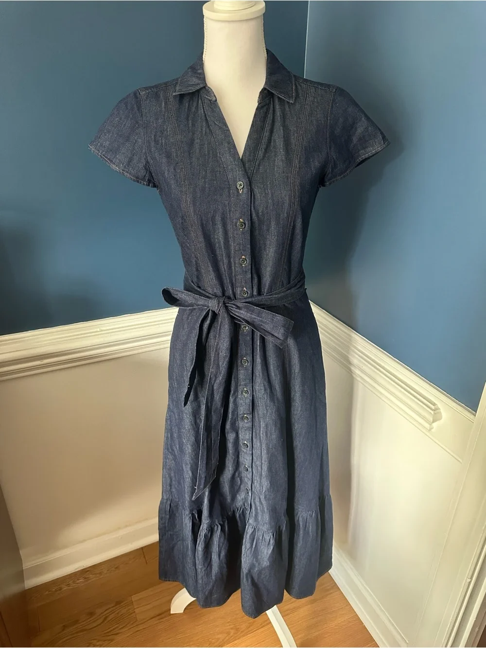 NWT J.Crew Chambray Tie-Waist Button Front Maxi Shirt Dress